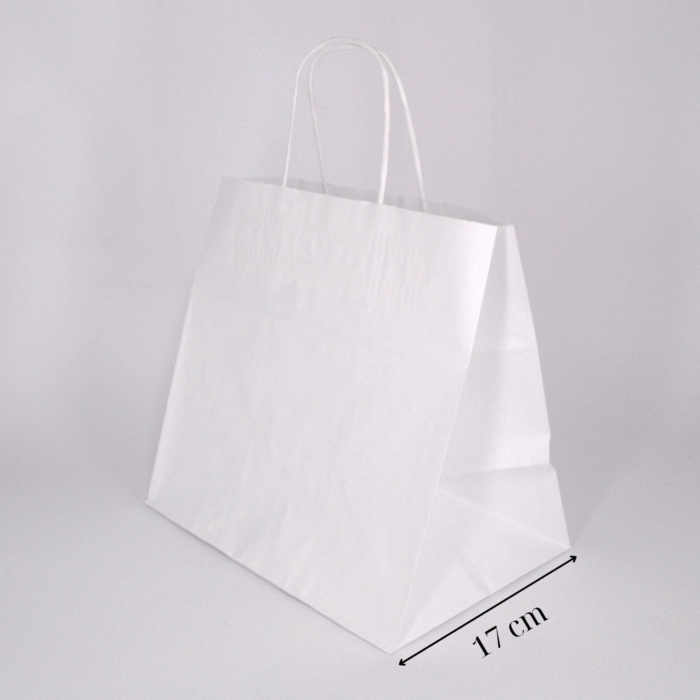 ΤΣΑΝΤΑ ΧΑΡΤΙΝΗ ΚΡΑΦΤ ΣΤΡΙΦΤΟ ΧΕΡΑΚΙ 26X17X25CM WHITE - Image 1
