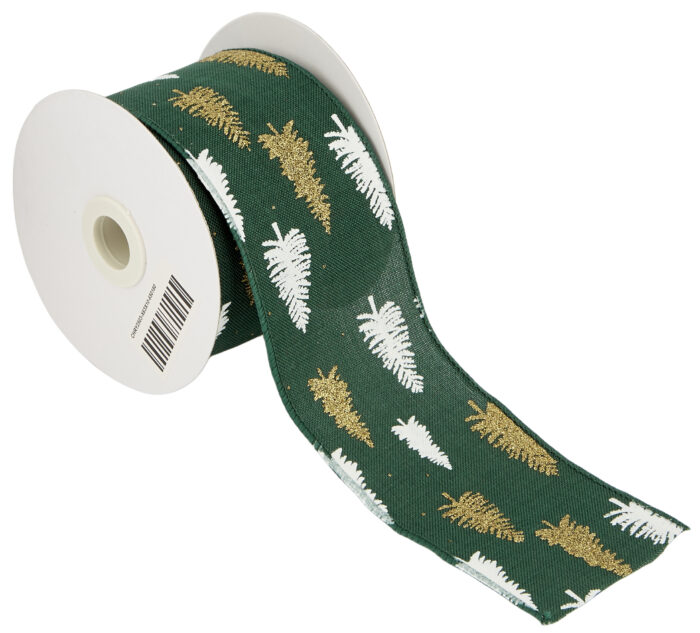 ΚΟΡΔΕΛΑ ΜΕ ΧΡΥΣΑ ΛΕΥΚΑ ΔΕΝΤΡΑ ΜΕ ΣΥΡΜΑ  63MMX10MET GREEN D-WHITE-GOLD MET - Image 1