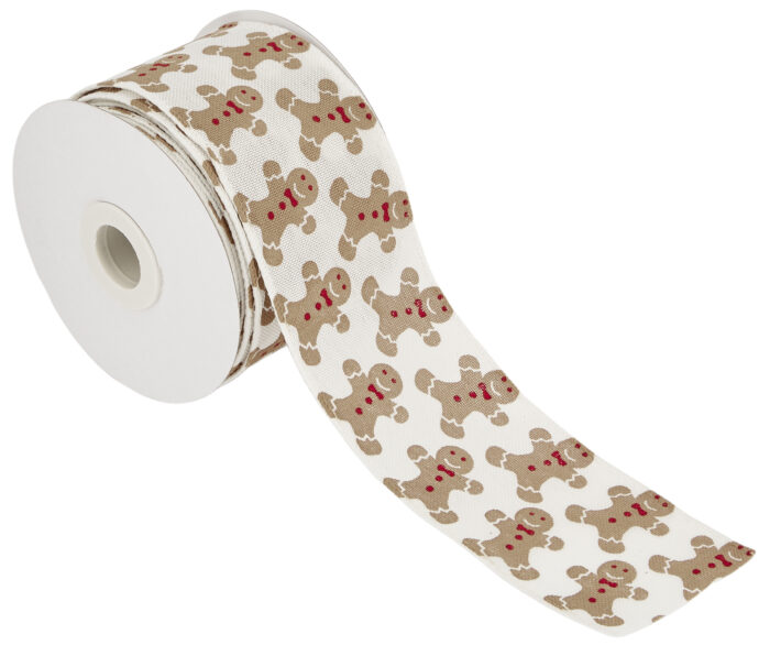 RIBBON GINGERBREAD DESIGN WITH WIRE 63MMX10MET IVORY-BEIGE - Image 1
