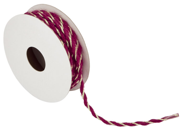 JUTE CORD WRAPPED WITH METALLIC YARN  4MMX10MET BURGUNDY - Image 1