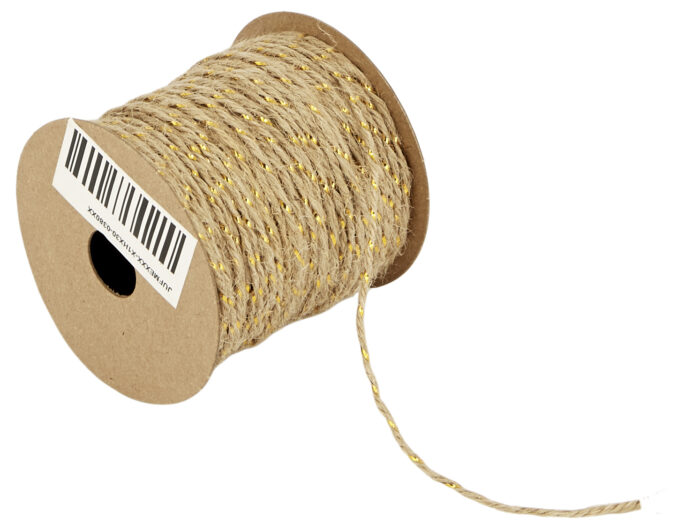 JUTE CORD WITH METALLIC YARN 1,5MMX30MET BEIGE-GOLD MET - Image 1