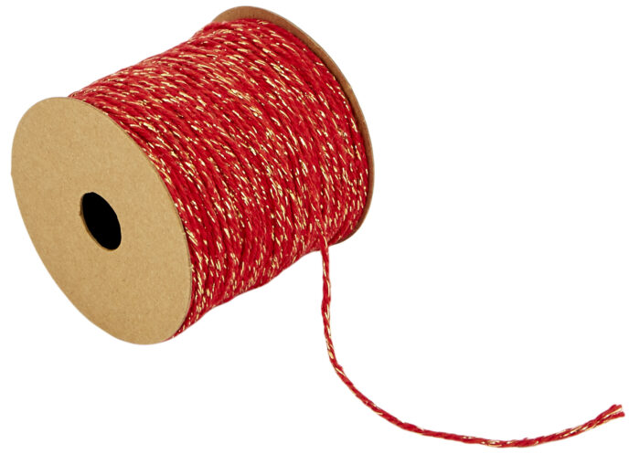 COTTON CORD WITH METALLIC YARN 1,5MMX30MET RED-GOLD MET - Image 1