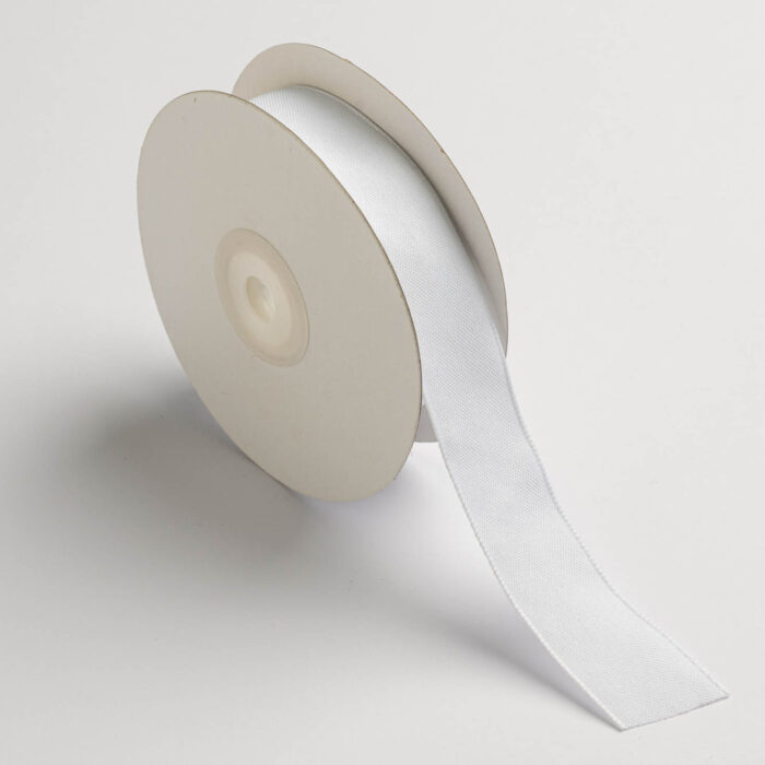 MATT FABRIC RIBBON 25MMX10MET WHITE - Image 1